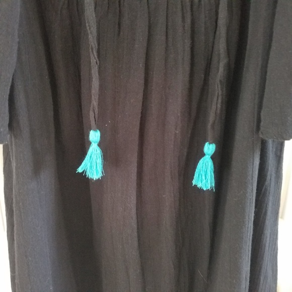 Roxy Off-the-Shoulder Fringe Trim Boho Dress - Picture 3 of 8